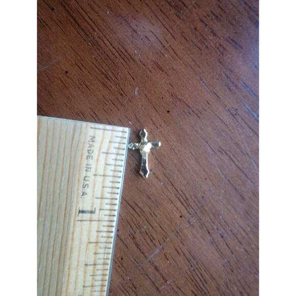 Vintage Christian Godly Cross Gold Tone Lapel Pin - Picture 4 of 4